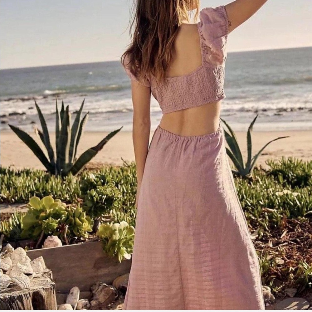 NWT Free People Endless Summer Extra Dose Cut-Out Midi Dress in Lilac - Picture 2 of 10